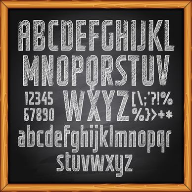 alphabet with numbers and chalkboard vector