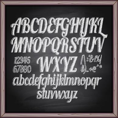 alphabet with numbers and chalkboard vector