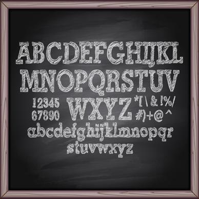 alphabet with numbers and chalkboard vector