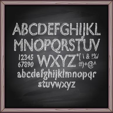 alphabet with numbers and chalkboard vector