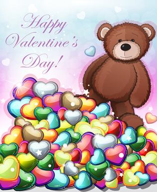 teddy bear valentines cards vectors