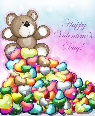 teddy bear valentines cards vectors