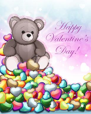 teddy bear valentines cards vectors