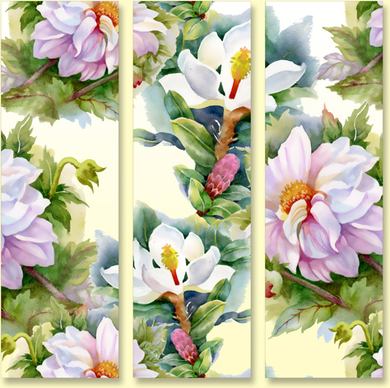 beautiful flowers design banners vector set