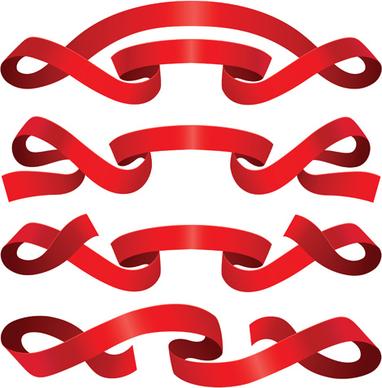 simply red ribbon vector banners set