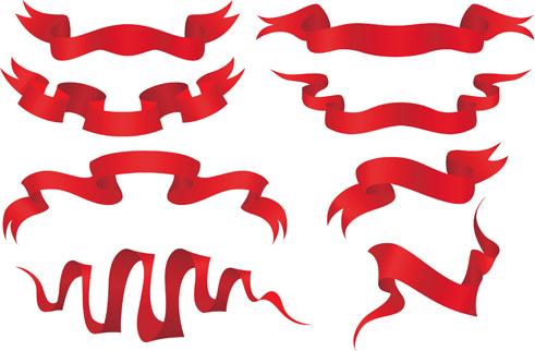 simply red ribbon vector banners set