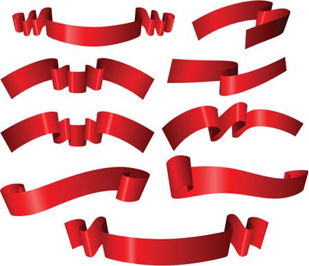 simply red ribbon vector banners set