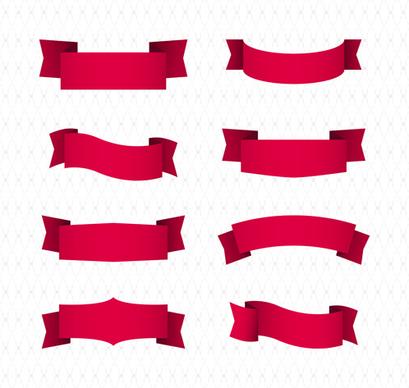 simply red ribbon vector banners set