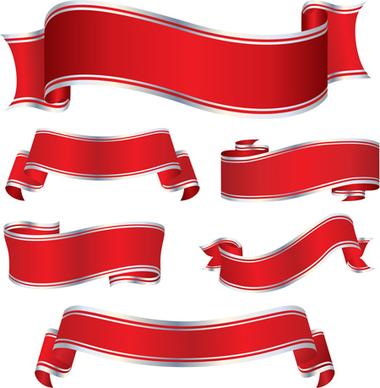 simply red ribbon vector banners set