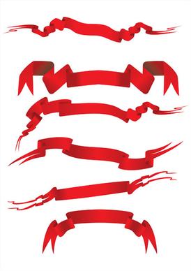 simply red ribbon vector banners set