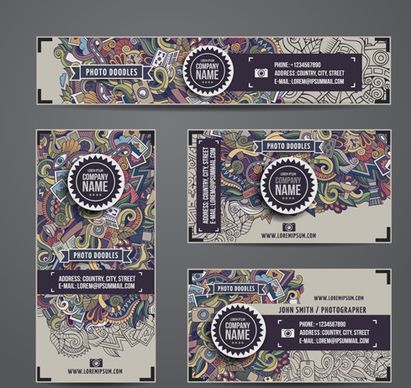 ethnic style floral pattern cards vector set