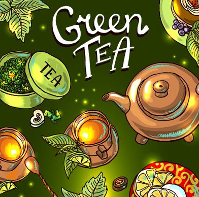 hand drawn tea time vector background