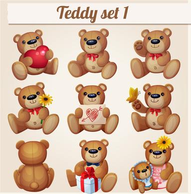 bears teddy design vector set