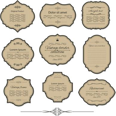 retro frame labels vector set