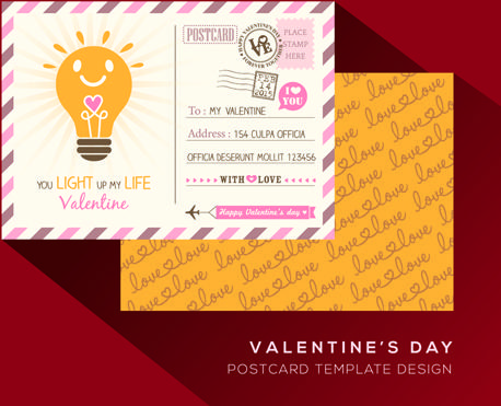 valentine postcard template elegant design