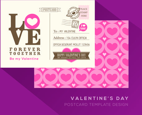 valentine postcard template elegant design