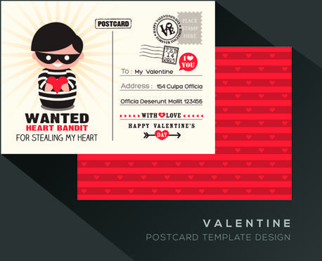 valentine postcard template elegant design