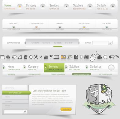 light colored web navigation vector design