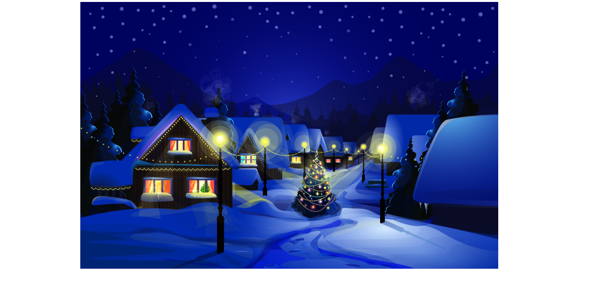 christmas night with snow scenery vector