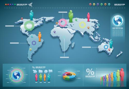 world map with business infographic vector