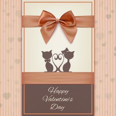 valentines day cards with ornate bow vector