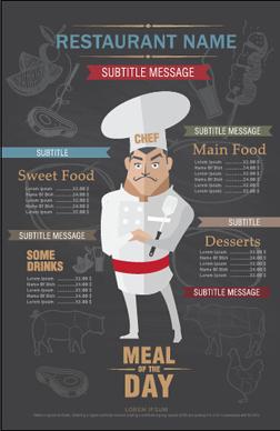 funny chef with restaurant menu vector