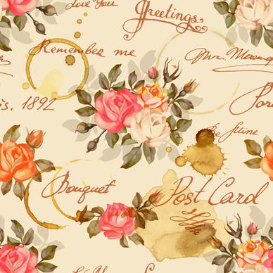 vintage flowers patterns vector seamless design