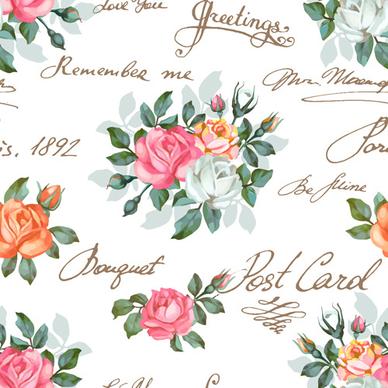 vintage flowers patterns vector seamless design