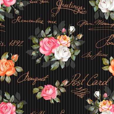 vintage flowers patterns vector seamless design