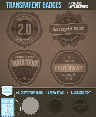 vintage transparent badges vector