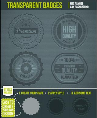 vintage transparent badges vector