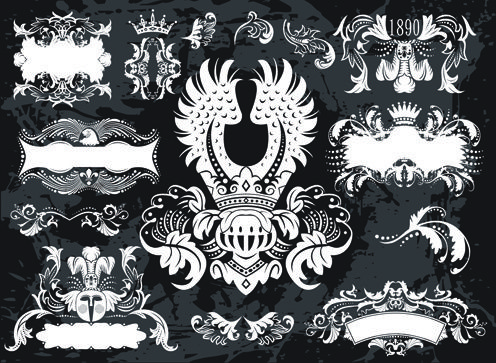 classical heraldry with ornament labels vector