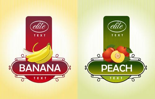 delicate fruit advertising labels vector