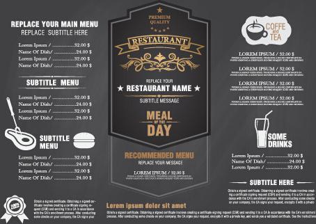 gray style restaurant menu design vector