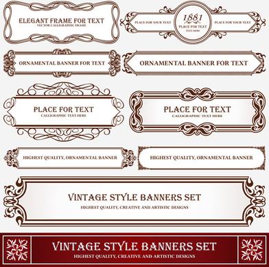 floral decor vintage frames vector set