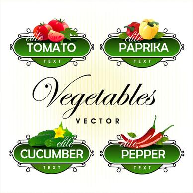 fruit with vegetables labels design set