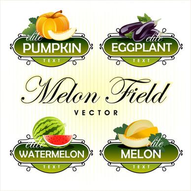 fruit with vegetables labels design set