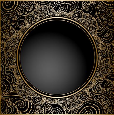 black with golden vintage background art vector