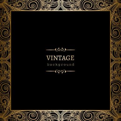 black with golden vintage background art vector