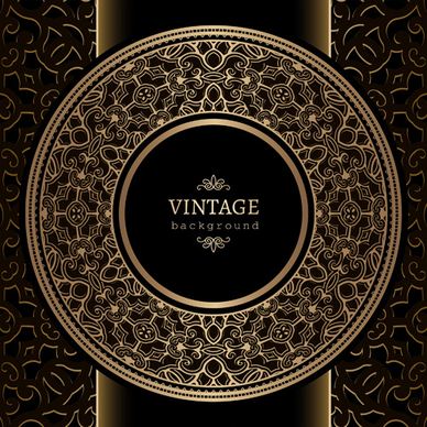 black with golden vintage background art vector