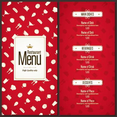 modern restaurant menu cover and list vector