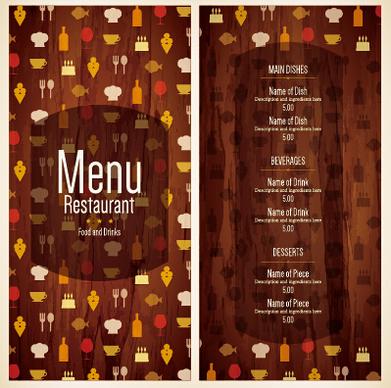 modern restaurant menu cover and list vector