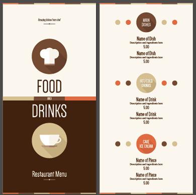 modern restaurant menu cover and list vector