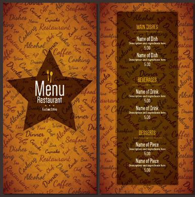 modern restaurant menu cover and list vector