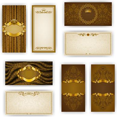 luxury holiday greeting cards vector set