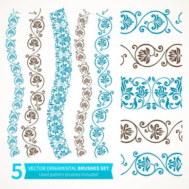 beautiful floral seamless borders vector set