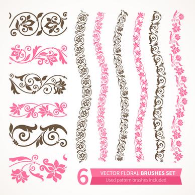 beautiful floral seamless borders vector set