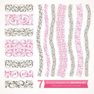 beautiful floral seamless borders vector set