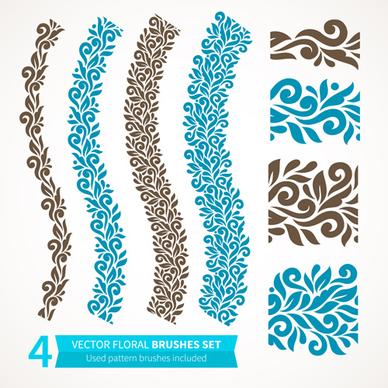 beautiful floral seamless borders vector set