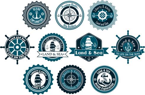 retro styles nautical labels vector